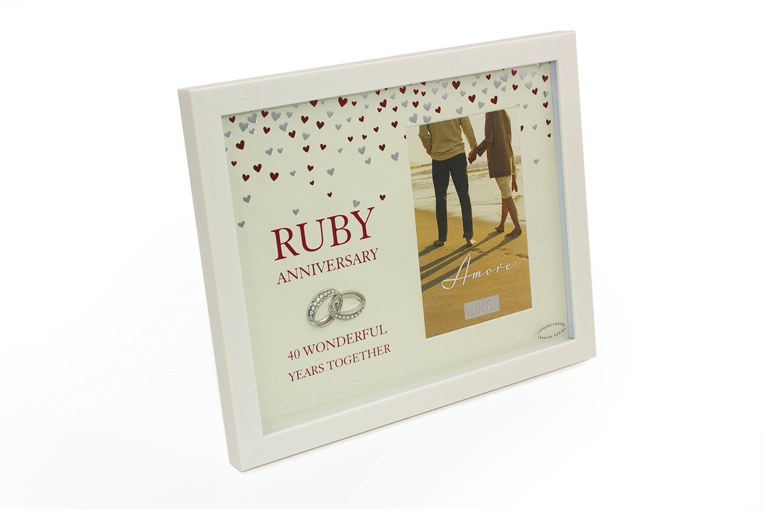 40th Ruby Anniversary Photo Frame Gift Box Intertwined Rings