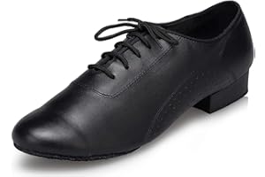Honeystore Men's Lace-up Dance Shoes Leather Round-Toe Modern Tango Jazz Ballroom Latin
