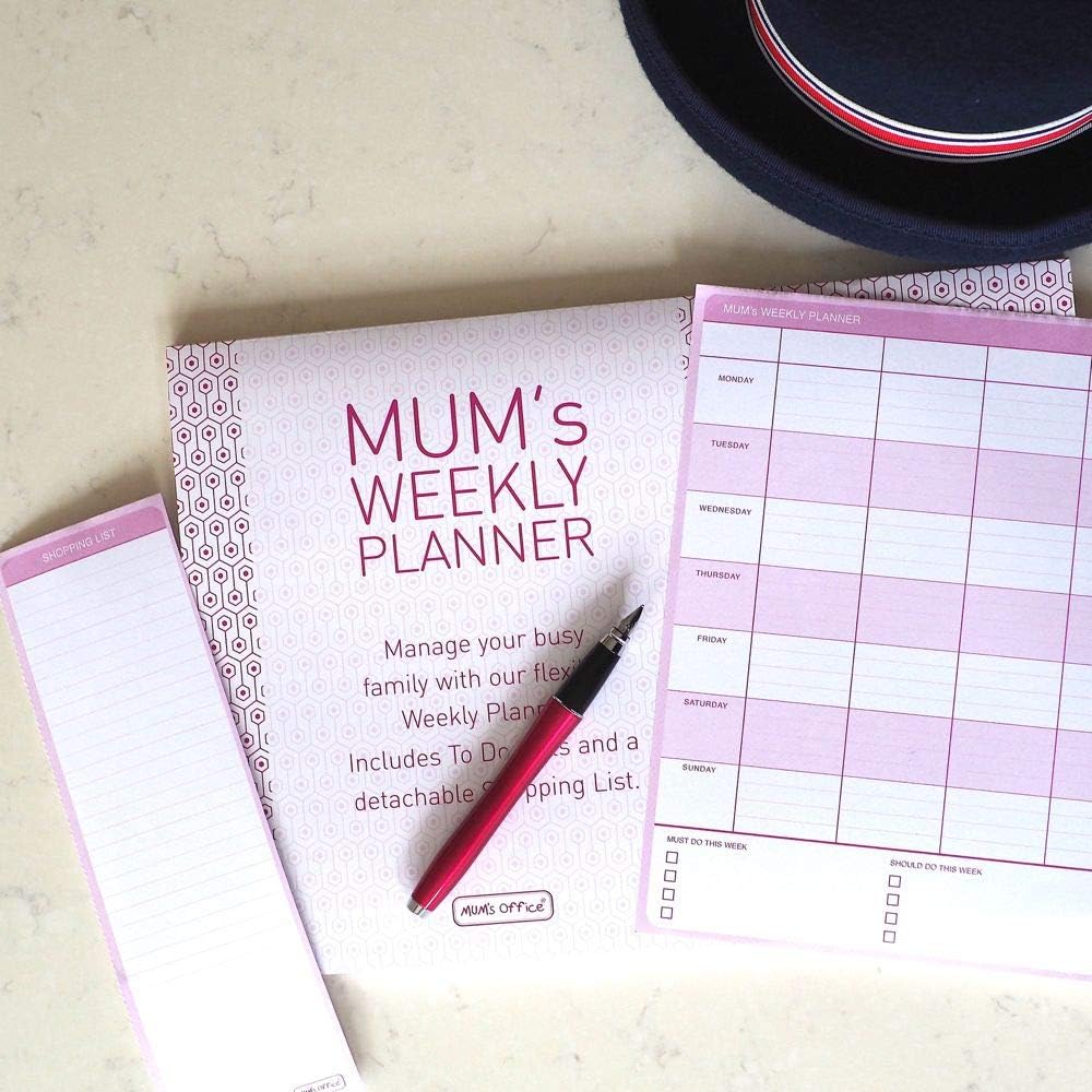 MUM's Weekly Planner - undated desk pad - organise your busy family - It's All About The GRID, Pink, A4