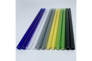 YEESEOK Glass tubes 12 Piece, 8 Inch Long Reusable Glass Straws Borosilicate Glass Tubes OD 10 mm Thickness 1.5 mm Colorful Industrial Glass Tubing for Tall Cup (10mm / Multiple Colors)