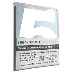 iSYFIX White Vinyl Number 5 (Five) Stickers - 6