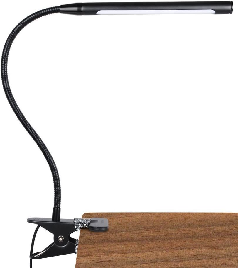 LEPOWER 4W Led Clip on Light/Reading Lights/Night Book Light/Clamp on Lights, 3 Color Temperature Settings Stepless Adjustable Brightness Clip Lamps for Desk, Bed Headboard, Computer and Piano - - 