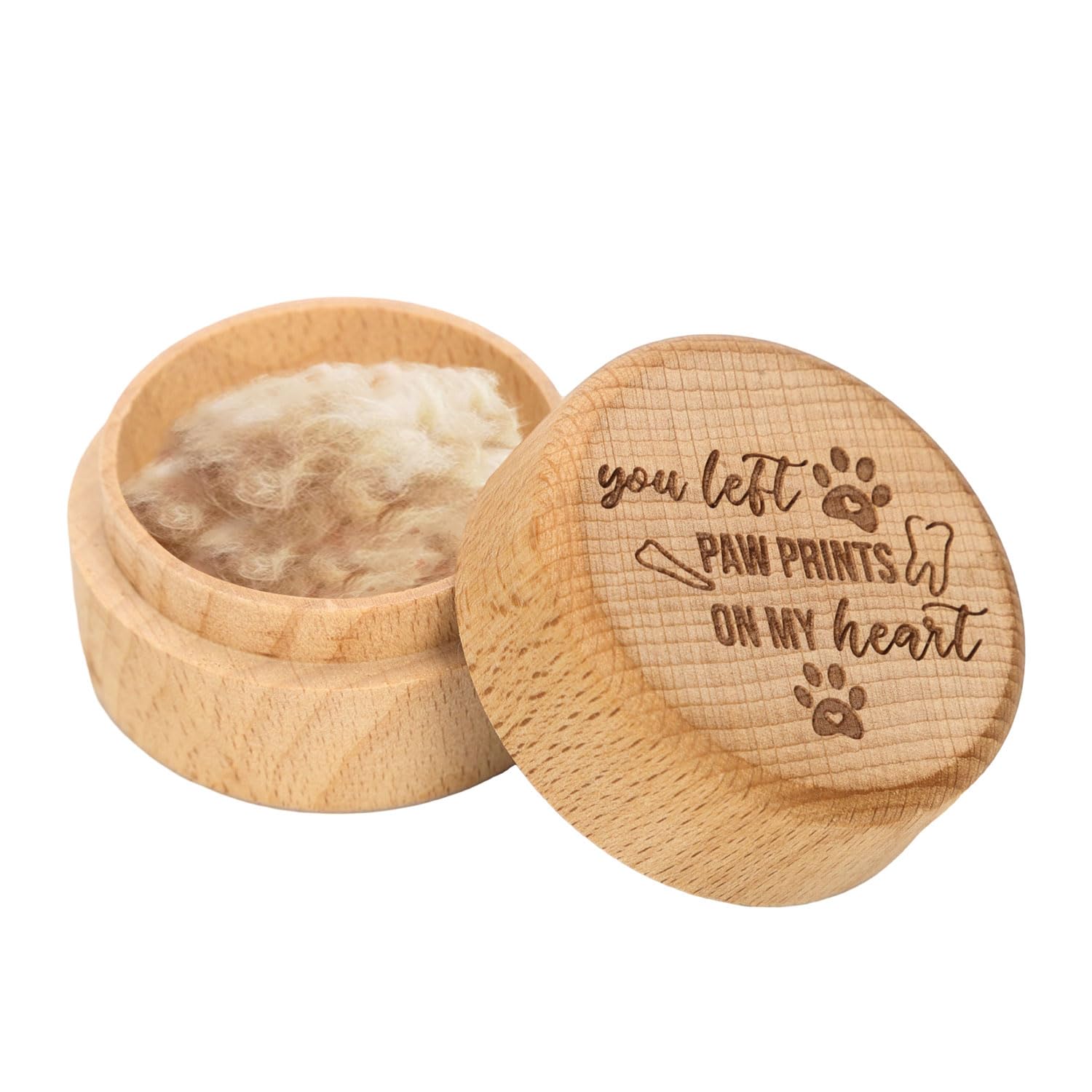 NQEUEPN Pet Memorial Shadow Box, Pet Hair Keepsake Box Paw Prints Wooden Pet Fur Memorial Box Container Pet Loss Sympathy Gifts for Storing Cats Dogs Puppy Hair, Teeth, Nails, Bone Ashes (Style 2)