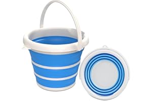 GOLDFOX Collapsible Bucket-10L (2.6 Gallon) Bucket for Cleaning with Handle-Folding Foldable Portable Plastic Water Supplies,Collapsible Bucket for Car Wash Camping Garden - Blue