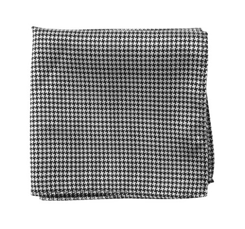 THE TIE BAR 100% WOVEN SILK BLACK AND WHITE HOUNDSTOOTH POCKET SQUARE