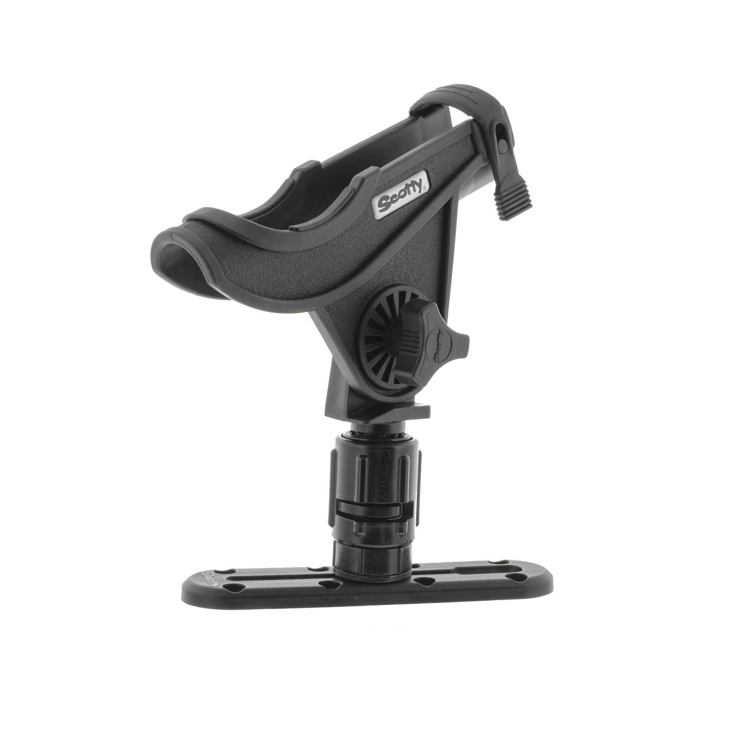 Scotty #282-BK Baitcaster Rod Holder with Gear and Rail (Black)