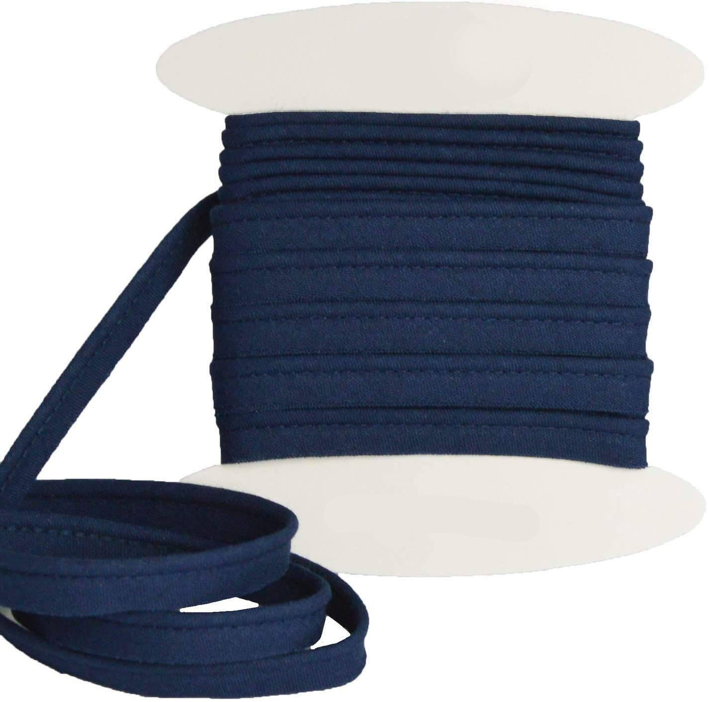Cotton flanged Insert Piping Cord - Available in Several Colours and Two Sizes - Flanged Piping Cord for Cushions (Navy Blue, By 5 Meters)