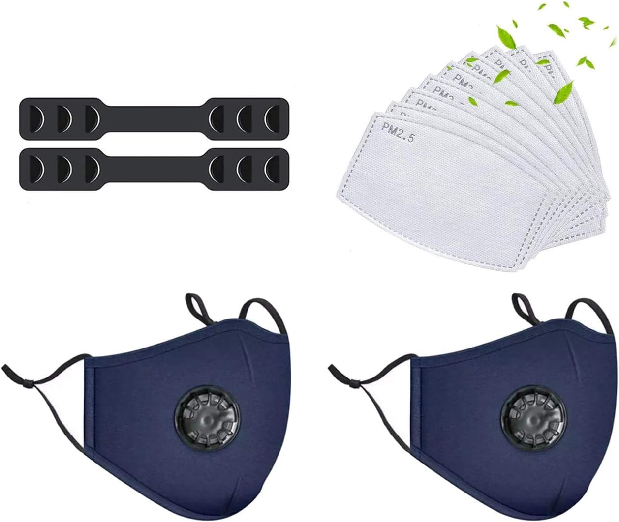 10 Pcs Replaceable 5 Layers PM2.5 Activated Carbon Filters（2PCS Blue + 10PCS Filters + 2pcs Gift）