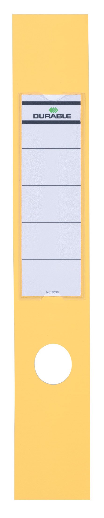 Durable Ordofix Self-Adhesive Spine Labels | Ideal for Lever Arch Files and Folders | Yellow | Pack of 10 | 60 mm Width