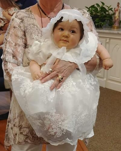 Glamulice Baby-Girls Newborn Satin Baptism Dress Elegant Lace Cap