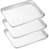 Baking Pans Sheet, 3 Piece Large Cookie Sheets Stainless Steel Baking Pan for Toaster Oven, Umite Chef Non Toxic Tray Pan, Mi