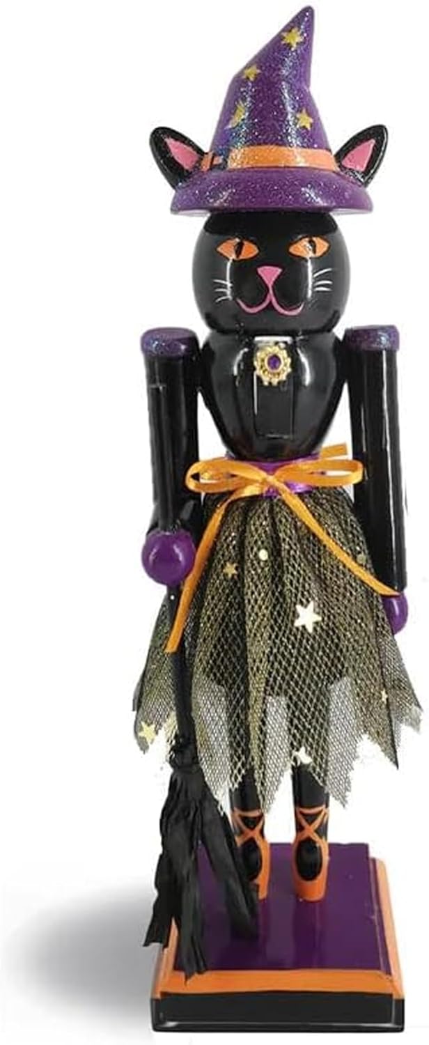Nutcrackers - Nutcracker Ballet Gifts Wooden Black Cat Ballerina Nutcracker Figure Statue, Cute Funny Spooky Halloween Decorations Ornaments Home Decor, 10-inch