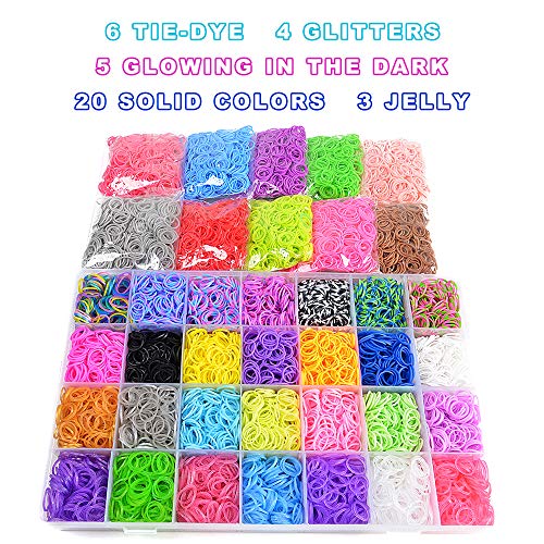 18700+ Rainbow Rubber Bands Refill Kits, 17760+ Loom Bands in 38 Colors, 600 Clips, 230 Beads, 56 ABC Beads, 54 Charms, 12 Backpack Hooks, 10 Crochet Hooks, 10 Rings, 5 Hair Clips, 5 Tassels.....