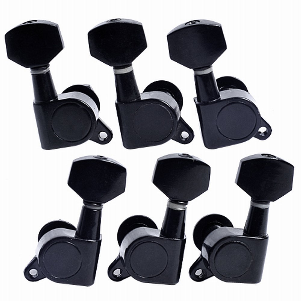 Kmise 3R3L Acoustic Guitar Tuning Pegs Machine Head Tuners Guitar Parts Replacement Black