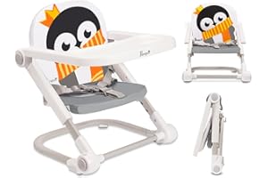 LI'L PENGYU Baby Portable High Chair Booster Seat for Dining Table, Foldable 2-in-1 Travel High Chair with Carry Bag, Adjustable Tray and Adjustable Hight, Aluminum Frame, Easy to Clean (Grey)