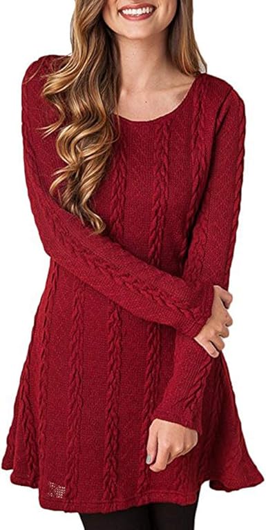 red long sleeve sweater dress