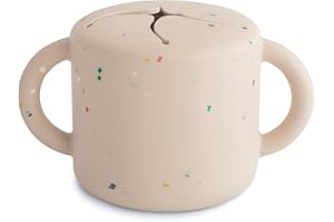mushie Silicone Snack Cup | Spill Proof Food Container for Toddler and Baby (Vanilla Confetti)
