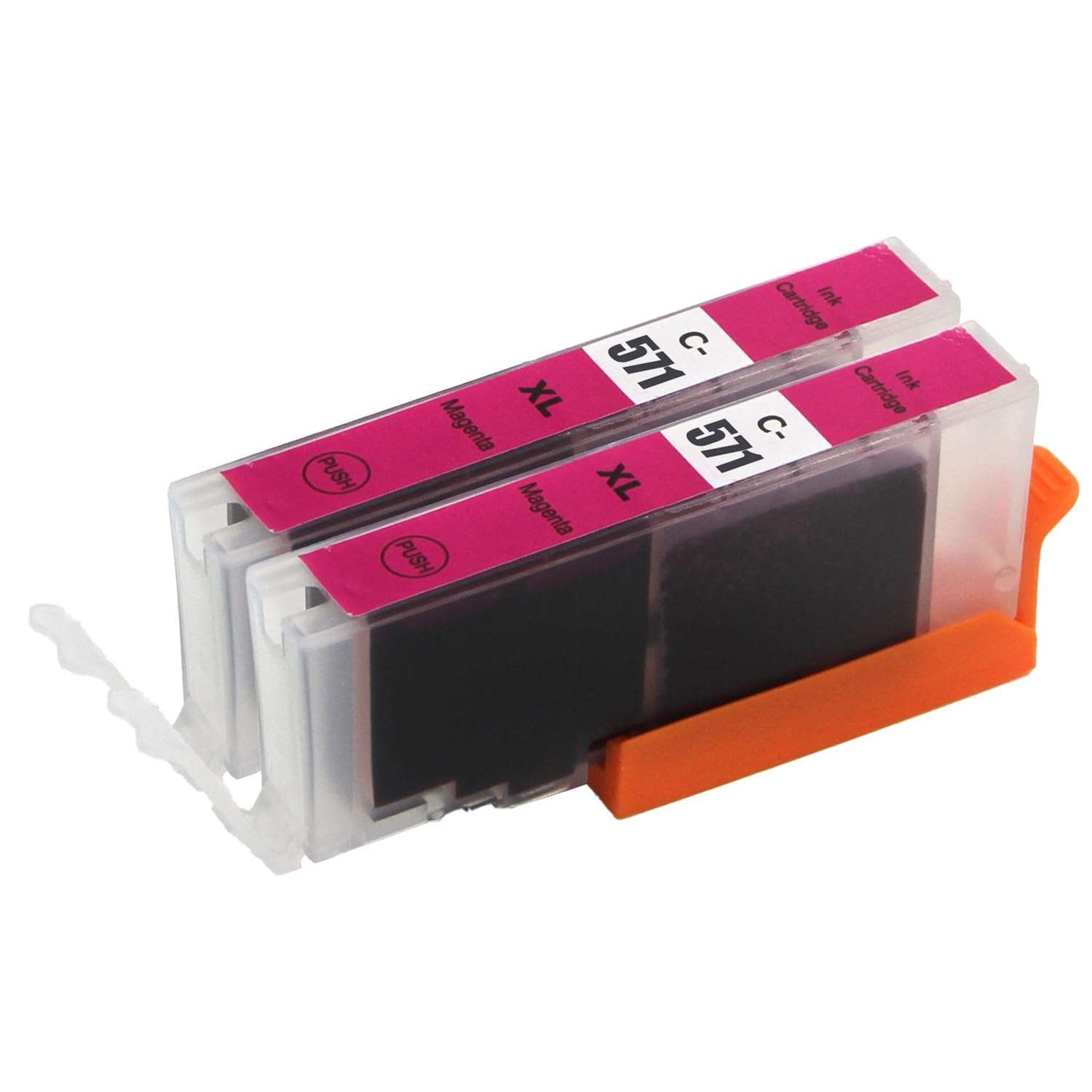 Go Inks 2 Magenta Ink Cartridges to replace Canon CLI-571M Compatible/non-OEM for PIXMA Printers, High Capacity
