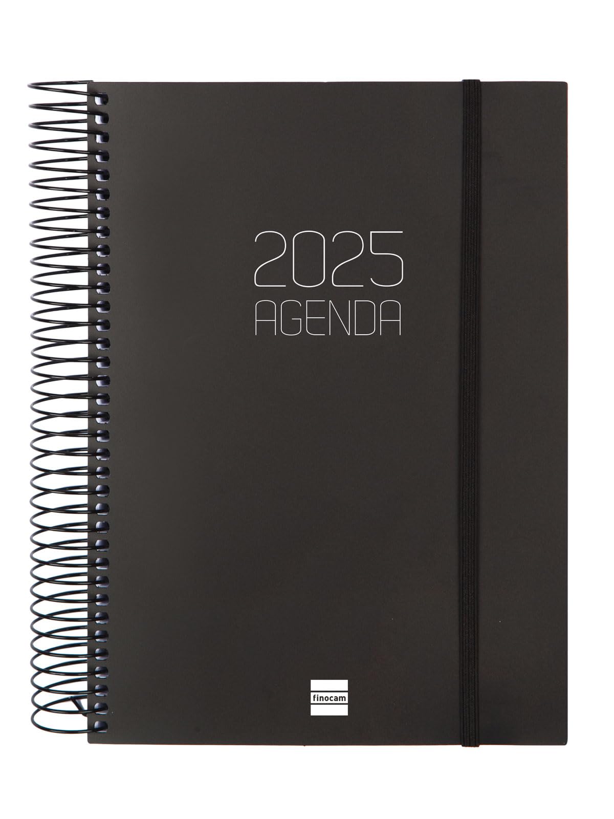Finocam Opaque Spiral Diary 2025 1 Day per Page January 2025 - December 2025 (12 Months) Black French — image 1