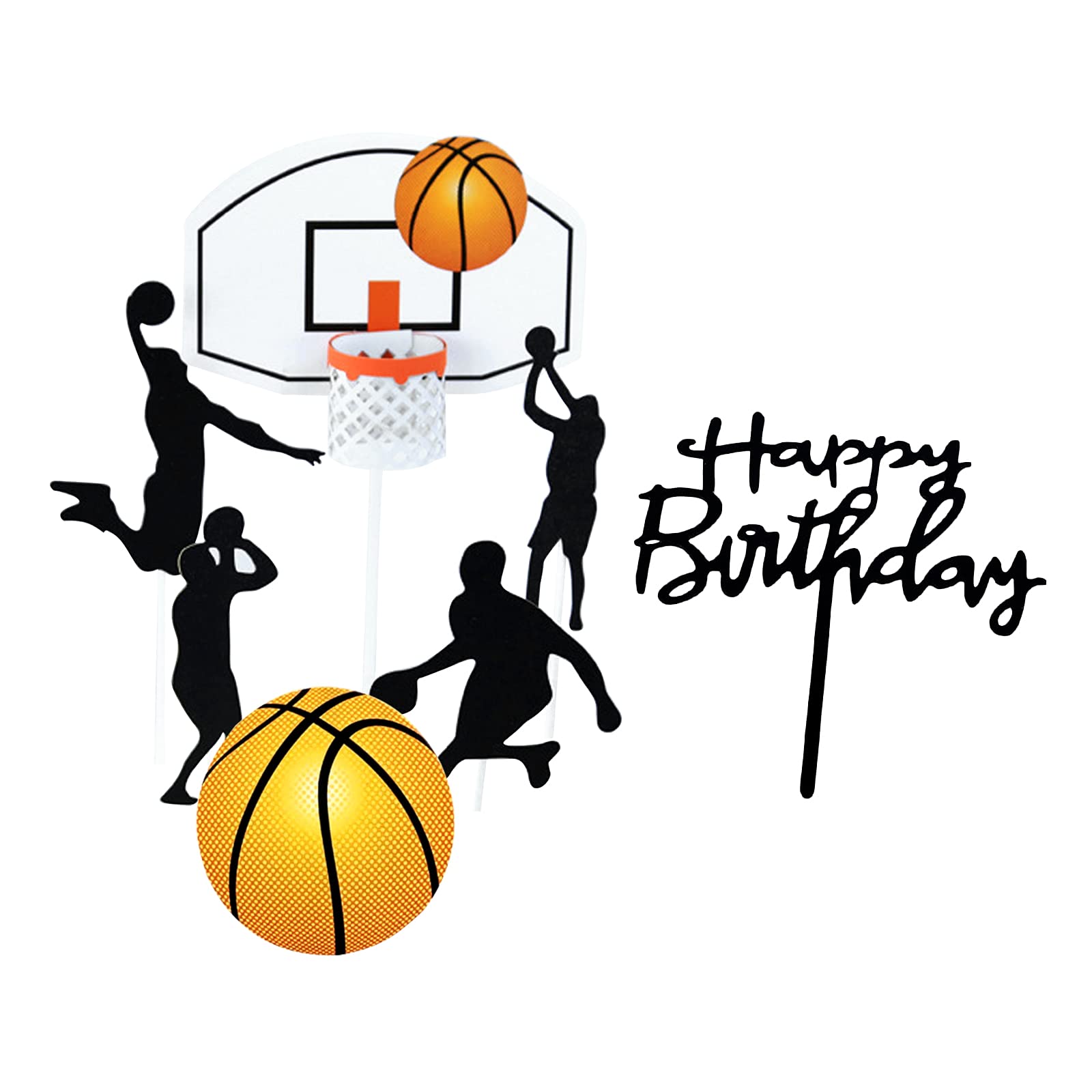 GmeDhc Happy Birthday Cake Topper, 1 Set Basketball Cake Topper, Personalised Cake Topper, Birthday Cake Toppers, Cake Toppers for Boys Man Basketball Party Decorations