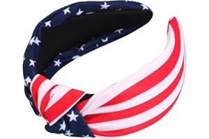 BOOKAY American Flag Headbands for Women Girls USA 4th of July Wide Knottted Headband Red White and Blue Star Stripe Patriotic Headbands Hair Hoop Independence Day Hair Accessories Gifts