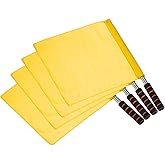 PATIKIL Referee Flag, 4 Pack Stainless Steel Pole Sponge Handle for Football Soccer Track and Field Sports Linesman Command Hand Signal, Yellow