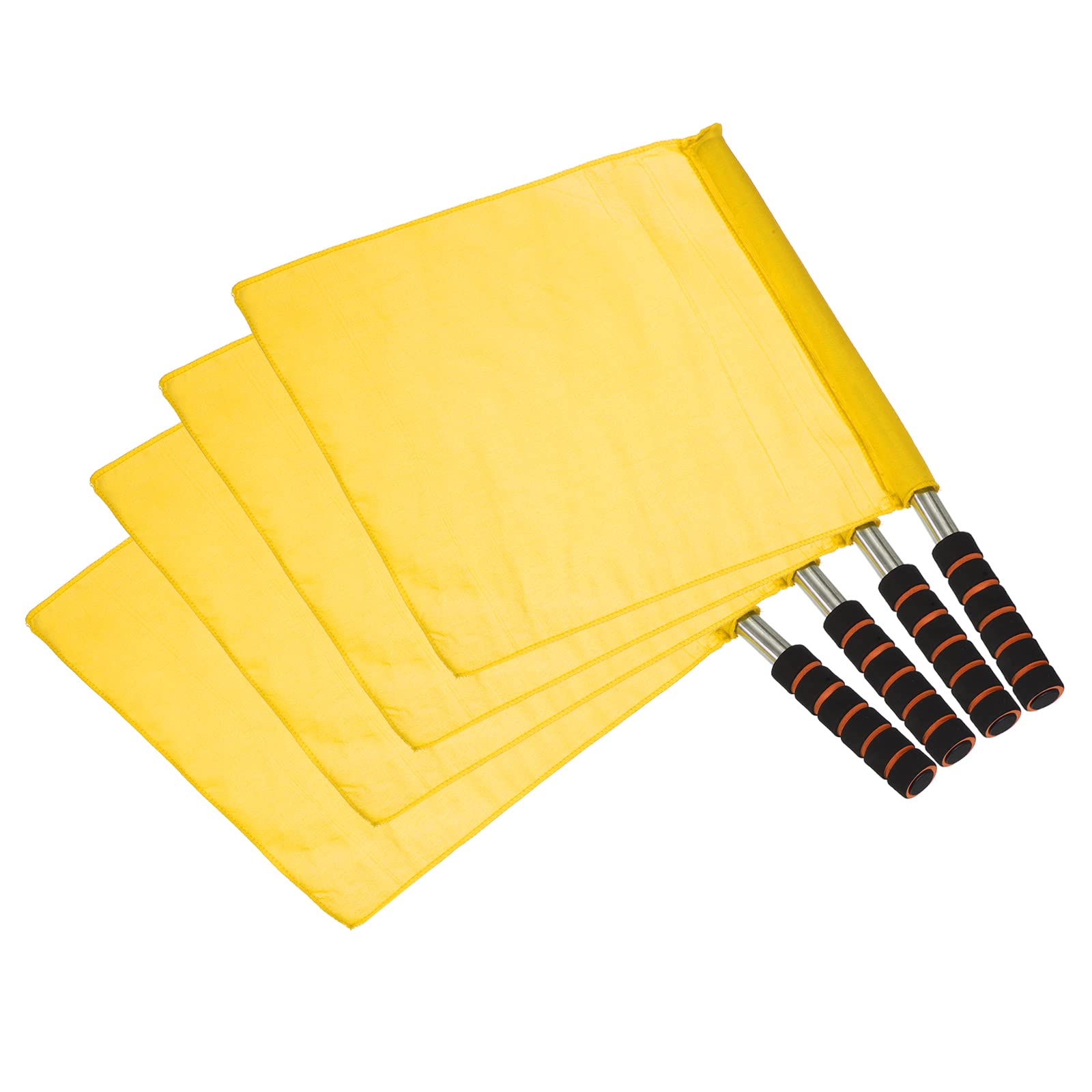 PATIKIL Referee Flag, 4 Pack Stainless Steel Pole Sponge Handle for Football Soccer Track and Field Sports Linesman Command Hand Signal, Yellow