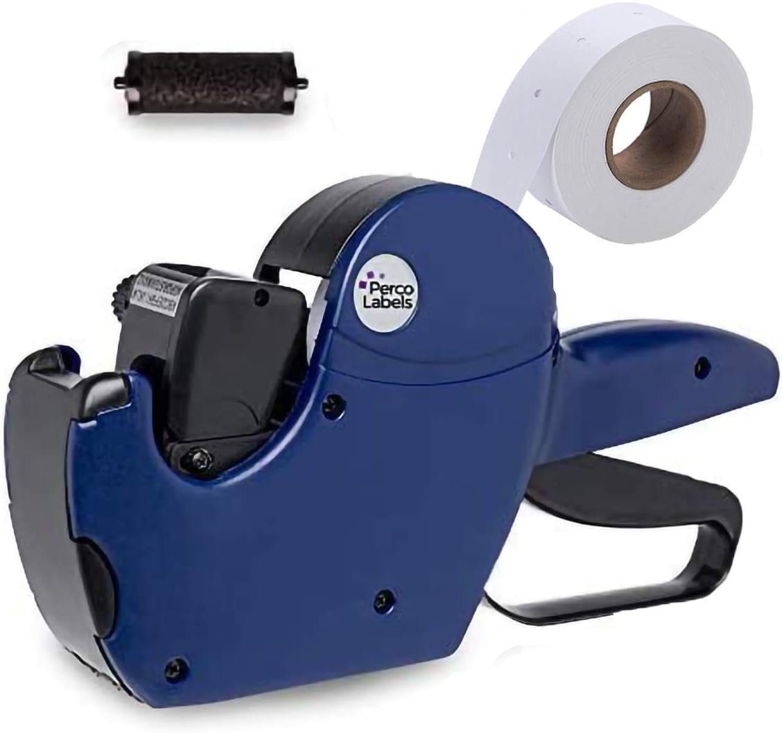 Perco 1 Line Price Gun - Includes 1 Line Pricing Gun, Pre-Loaded Roll of 1, 000 White Labels and Ink Roll : Office Products