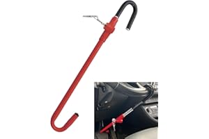 Steering Wheel Lock Anti-Theft Car Device, Dodomes Steering Wheel Pedal Brake Lock Retractable Hook Car Security Products Universal Fit Red