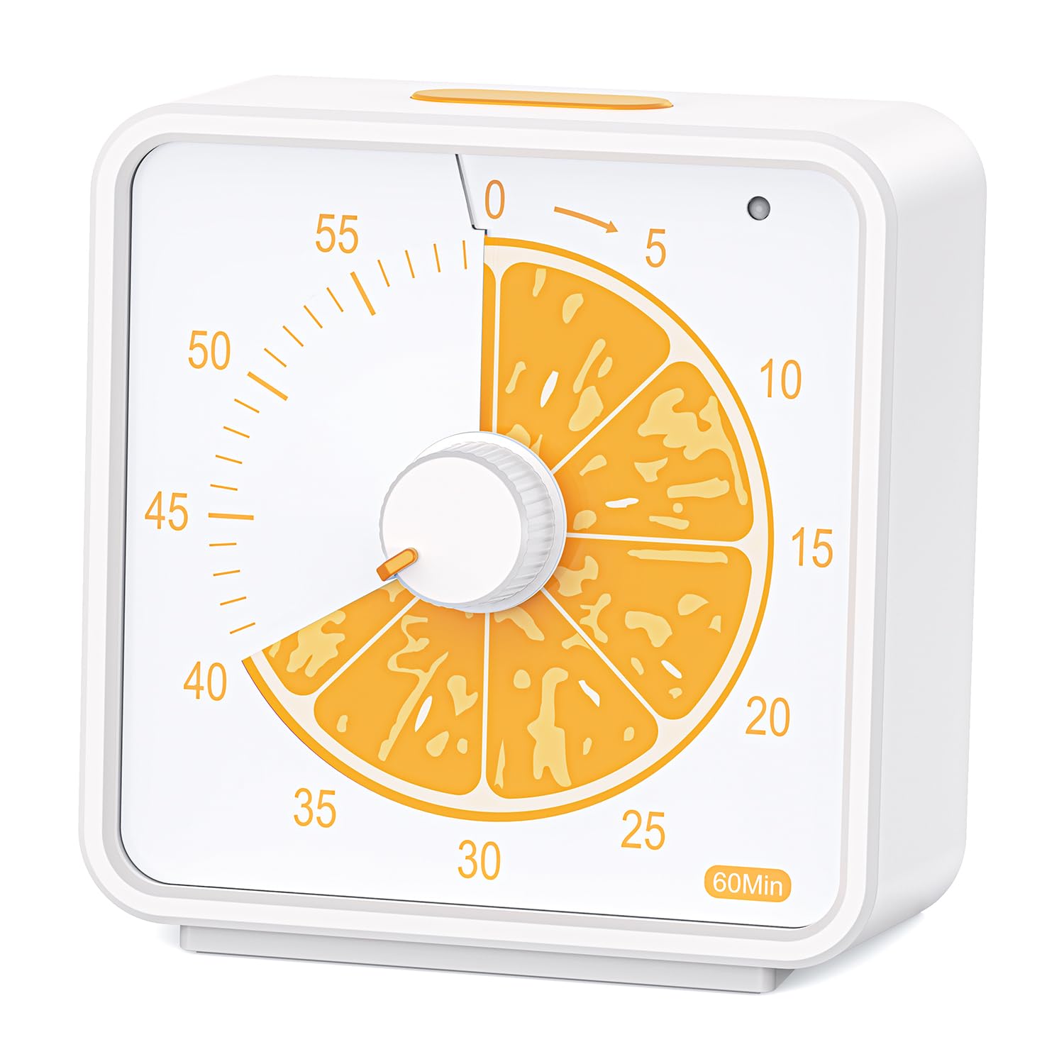 Kids Visual Countdown Timer - Silent Study Tool for Classroom/Kitchen/Desk | Fruit Pattern Time Management Clock for Children (Orange)