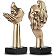 oliruim 2 PCS Thinker Small Statue, Golden Black Abstract Art Sculpture Modern Home Shelf, Knick Knacks Desktop, Living Room TV Stand Decorative Items Christmas New Year Gift (2 Pcs Gold)