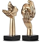 oliruim 6.5" H Black Gold Art Thinker Figurines 2 PCS, Abstract Small Statues Home Accent Decor for Shelf, Office Desk, Living Room, Knick Knacks Decorations for Shelves (2 Pcs Gold)
