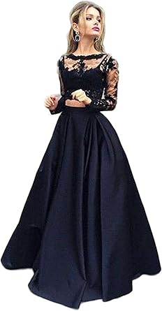 black lace prom dresses 2018