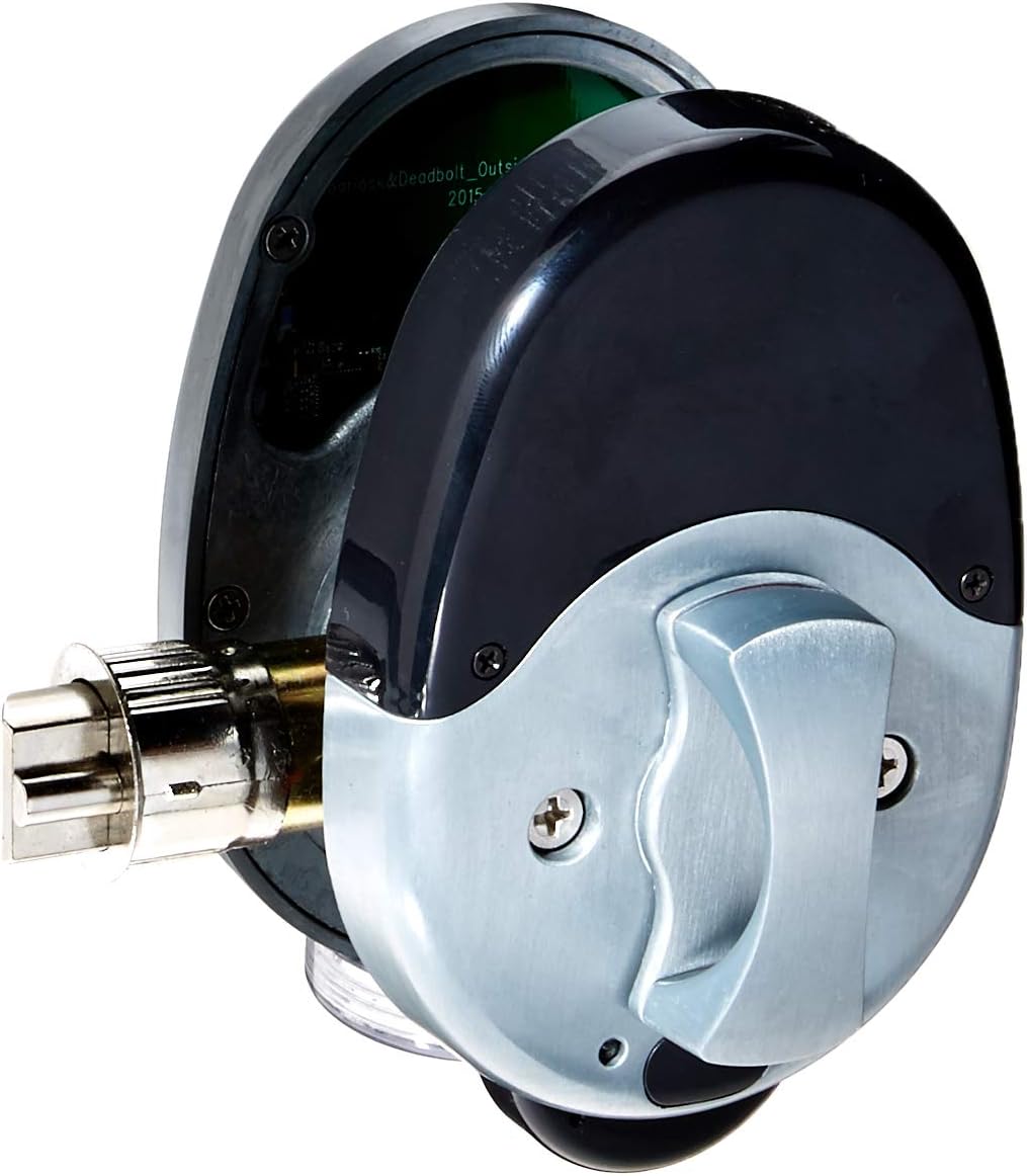 The QuickLock DoorLock Electronic Keyless Door Lock Opens Using Your Smart Phone, Bluetooth, a Wireless Key"Fob" or a Key Card, Satin Nickel