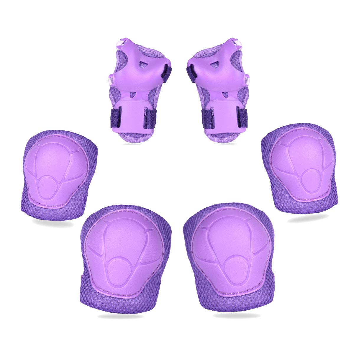 eNilecor Kid\'s Knee Pads Elbow Pads Wrist Guards for Skateboarding Cycling Inline Skating Roller Blading Protective Gear Pack of 6 (Purple)
