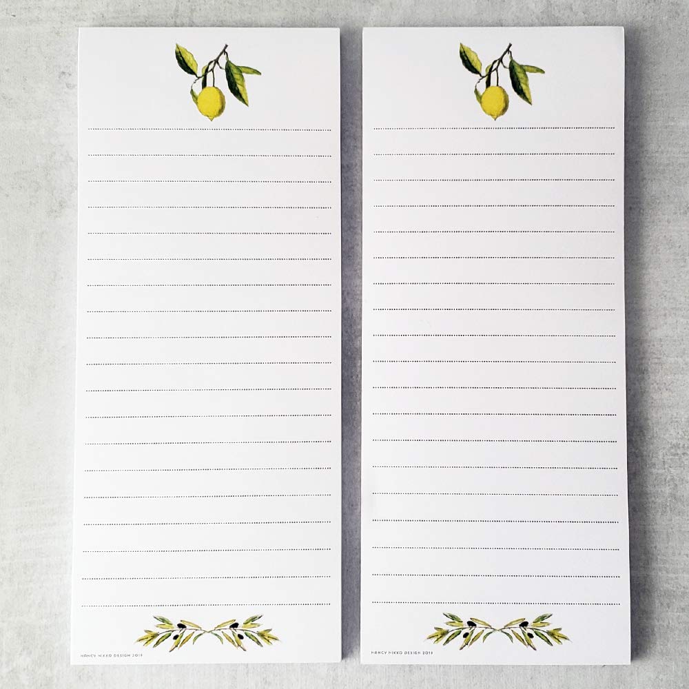 Nancy Nikko Lemon and Olive Branch Refrigerator Notepads - Set of Two Pads