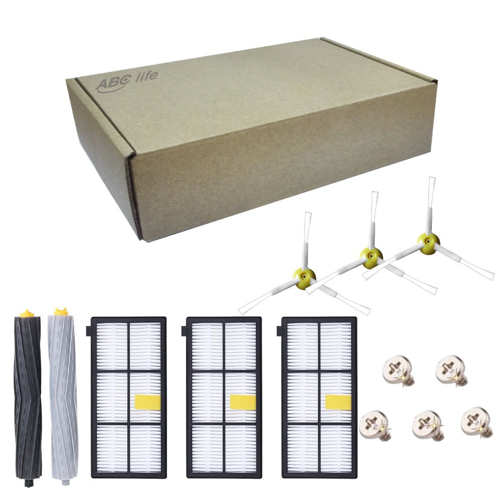 ABC life Accessories Kit for iRobot Roomba 800 900 series Replenishment iRobot Set Side Brushes & Filters & Debris Rollers & Screws for Vacuum Cleaner Robot (13 in 1)