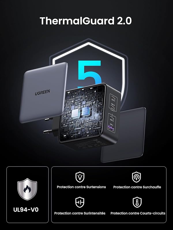 Nexode 160W Chargeur USB C Rapide 4 Ports GaNInfinity Prise Secteur