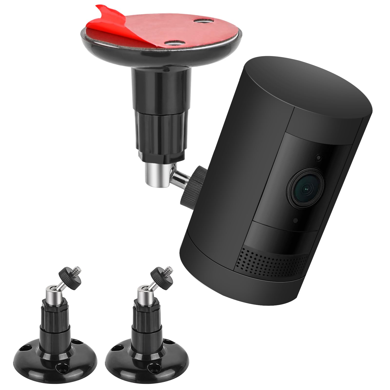 Photo 1 of 2Pack Adhesive Wall Mount for Ring Stick Up Cam & Ring Outdoor Cam Plus, 360 Degree Adjustable Screwless Bracket for Your Surveillance Camera, 2 Ways Installation Without Drilling (Black)