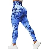 Rugkey Scrunch Butt Lift Leggings for Women Tie Dye High Waist Seamless Workout Yoga Pants Ruched Booty Compression Tights