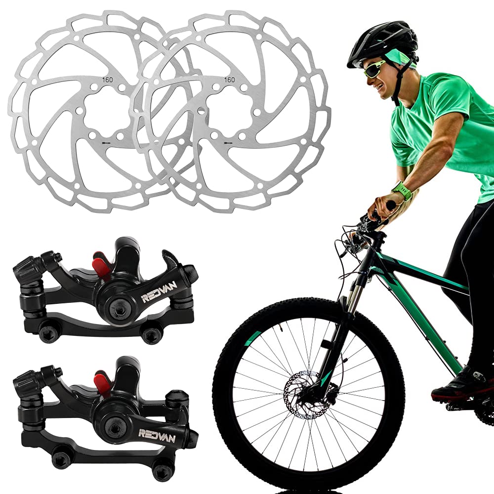 Bike Disc Brake Kit Front Rear Calipers Set 160mm Disc Rotors Cycling