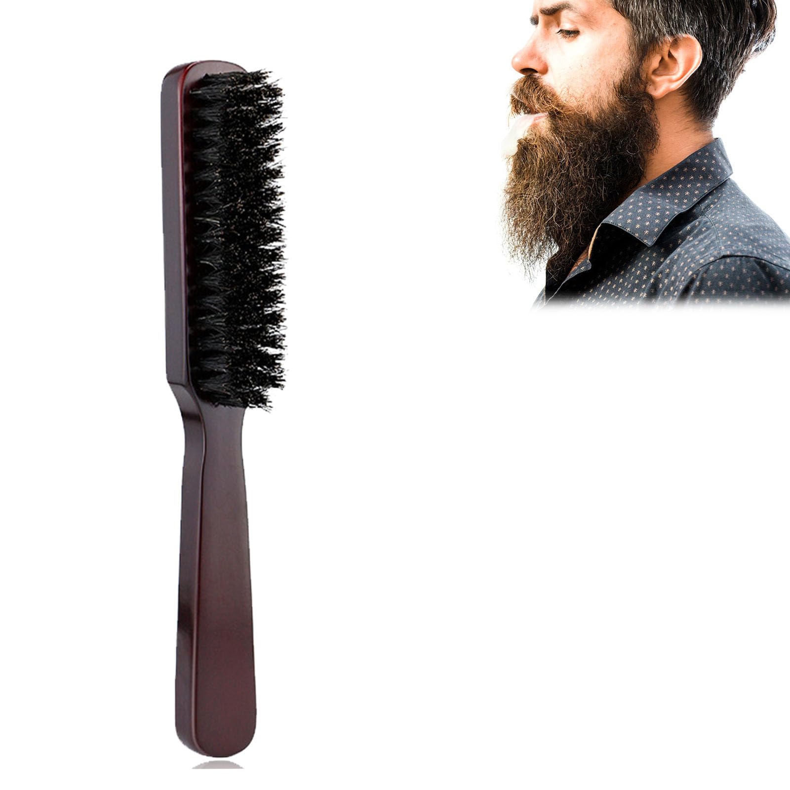KARELLS Beard Brush, Men's Hair Brush, Boar Hair Brush, Black, 20 x 3 cm, All Hair Types, Men