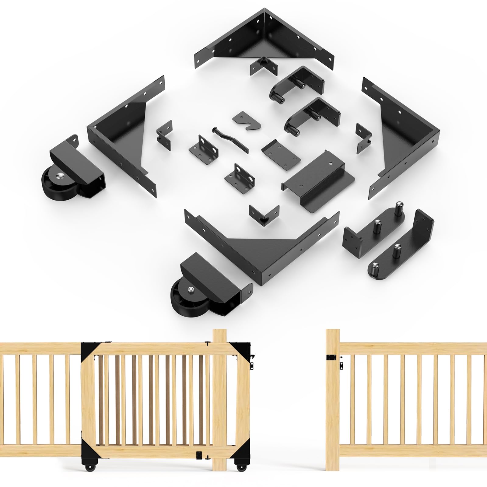 Photo 1 of MOFEEZ Sliding Gate Kit Heavy Duty Rolling Gate Hardware Kit for Smooth Quiet Sliding Operation Black