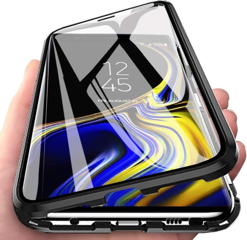 CHENYING Compatible for Huawei P30 Pro (6.47") Case Magnetic Adsorption Case Magnets Metal Aluminum Frame Transparent Front and Back Tempered Glass 360 Degrees Fully Body Protective Case Cover,Black