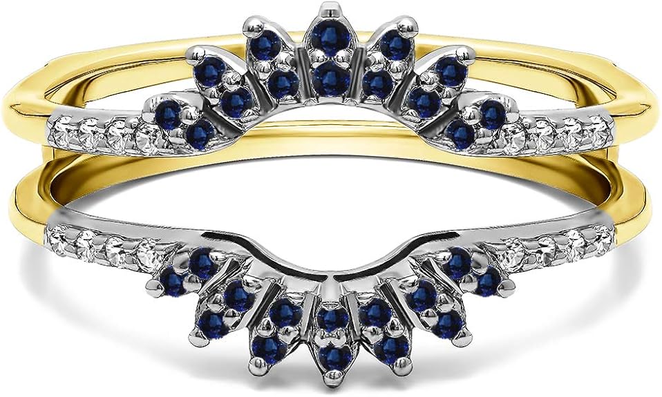 TwoBirch 0.2 Ct. Contoured Wedding Ring Jacket in TwoTone