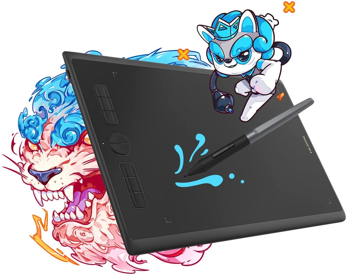 HUION Inspiroy H610X Drawing Tablet 10×6.25 inch Graphics Tablet with Battery-Free Stylus 8192 Pen Pressure 8 Express Keys Pen Tablet with Windows Mac Linux Android for Remote Working or Homeschooling