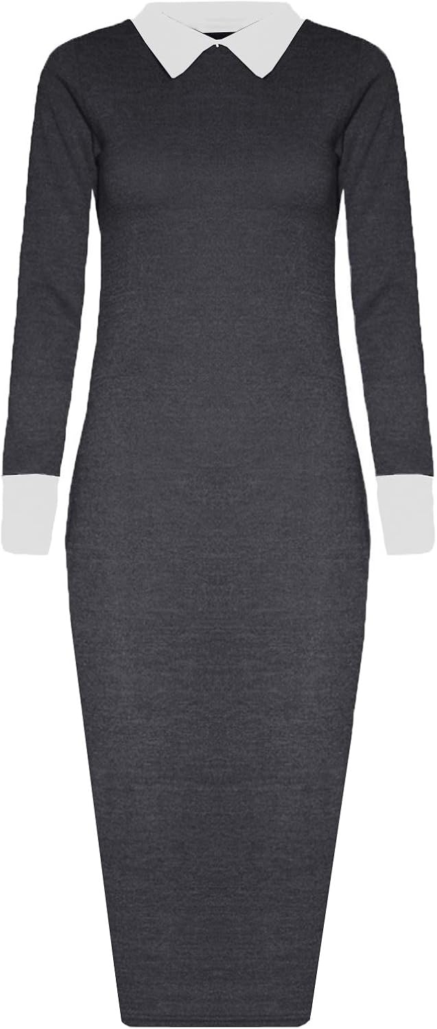 black dress with white collar