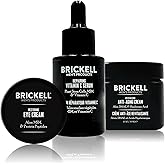 Brickell Men's Advanced Anti-Aging Routine, Night Face Cream, Vitamin C Facial Serum and Eye Cream, Natural and Organic, Unscented, Skin Care Gift Set