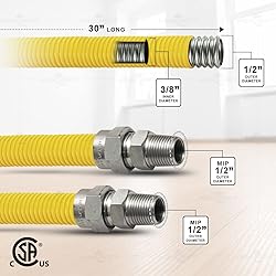Gas Connector Kit 30 inch Yellow Coated Stainless