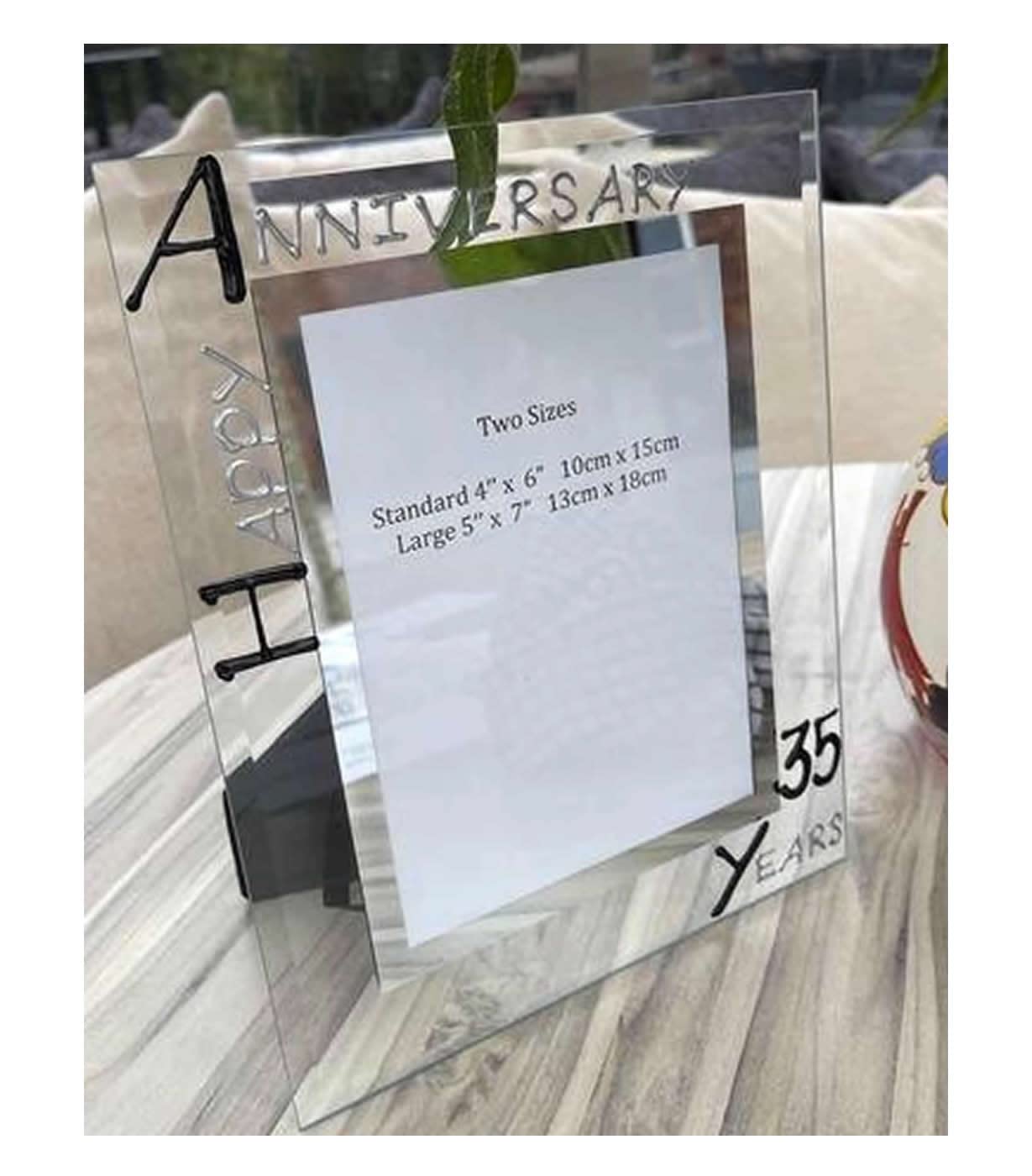 35th Coral Year Wedding Anniversary Gift Photo Frame (P) (Black/Silver)